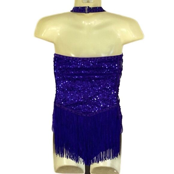 Weissman Dance Ice Skating Flapper Costume Dress Child’s Medium CM Rhinestoned S - Picture 2 of 7
